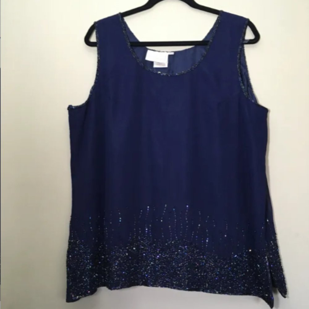 Beaded trimmed Sleeveless Blouse